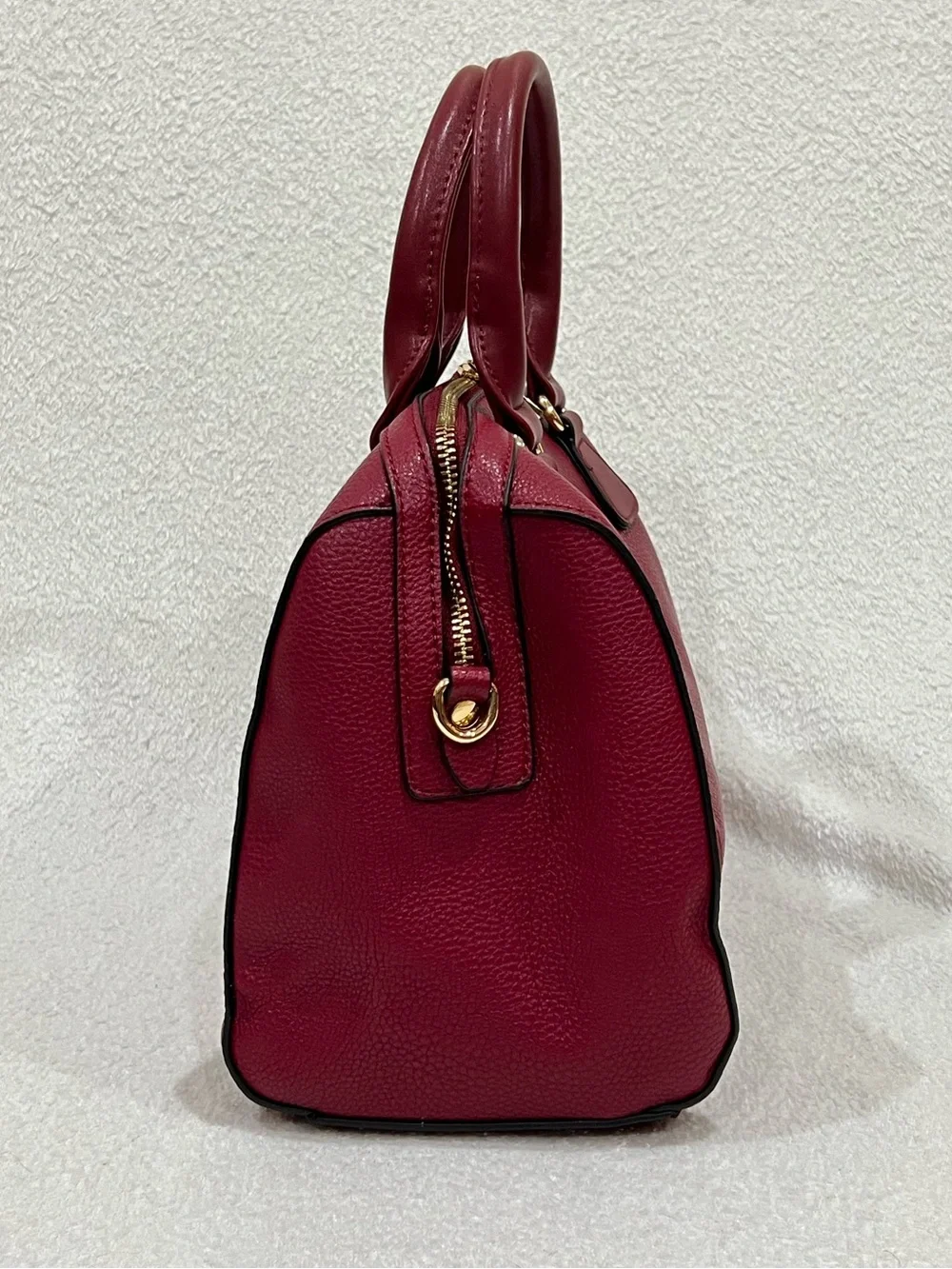 Jessica Moore Berry Red Pebbled Faux Leather Venture Satchel
